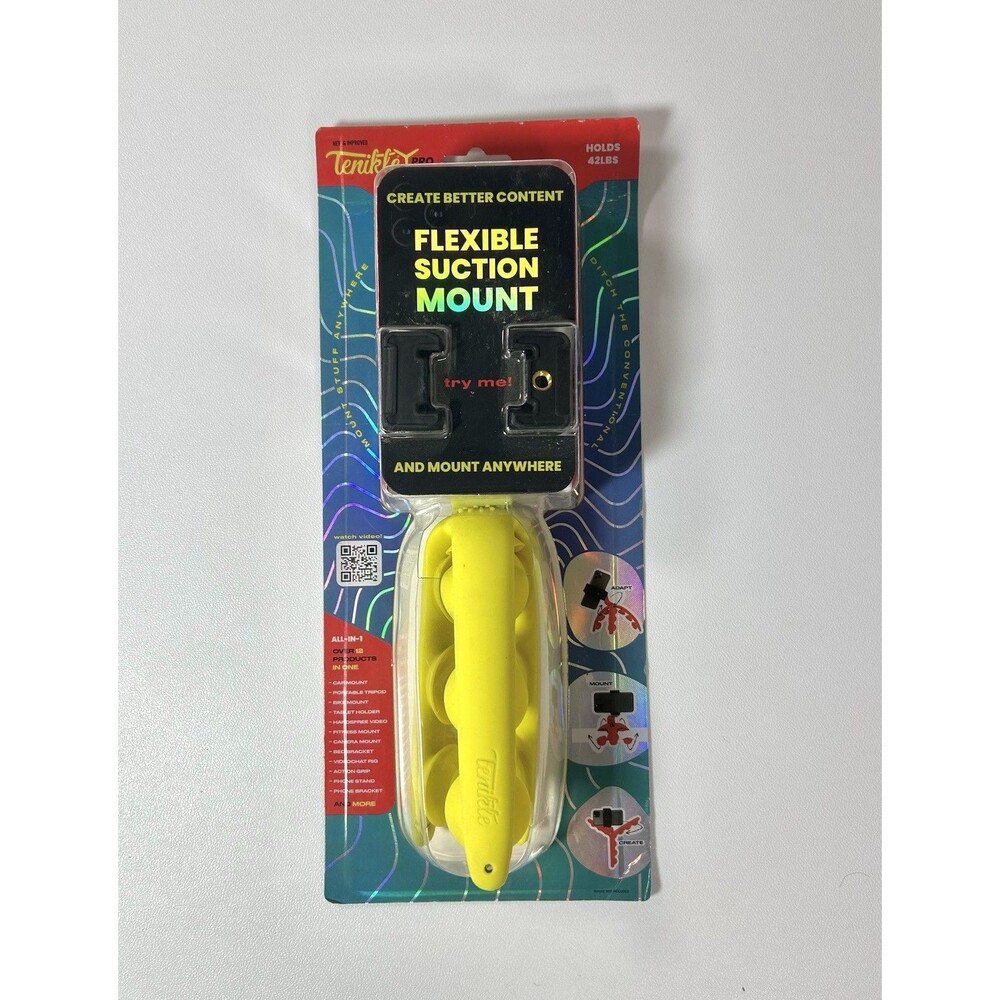 Tenikle Pro Flexible Tripod Bendable Suction Cup Camera & Phone Mount - Yellow